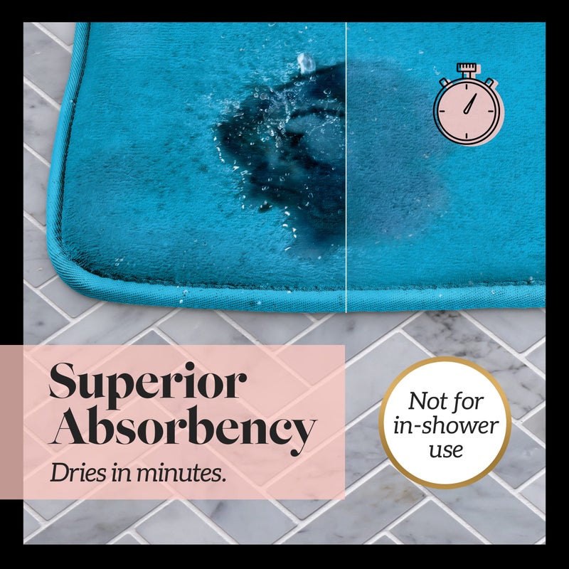 Genteele Memory Foam Bath Mat Non Slip Absorbent Super Cozy Velvet Bathroom Rug Carpet (17 inches X 24 inches, Caribbean Sea) - Image 5